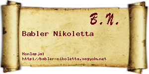 Babler Nikoletta névjegykártya